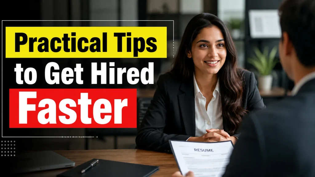 Practical tips for getting hired faster in Email Marketing, featuring a professional job interview and resume discussion.