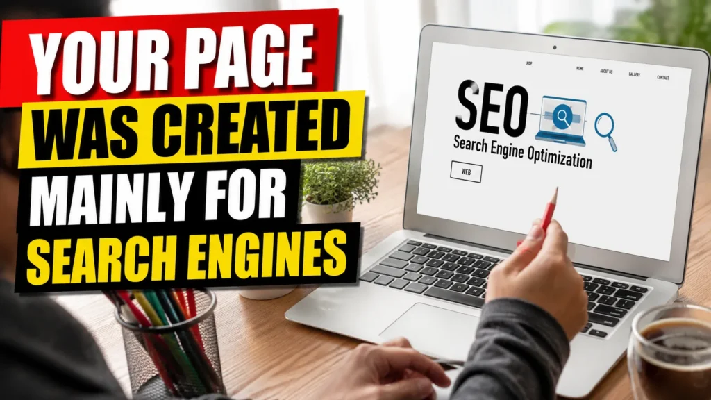 Google Core Update warning about pages created mainly for search engines, with digital marketing training near me, internship training in Indore, and SEO strategy.