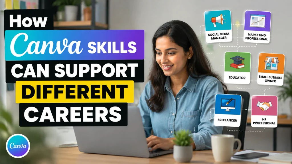 Students learning Canva Course skills for digital marketing training near me, freelancing, social media, and career development in Indore.